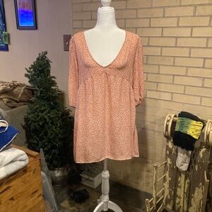 Velvet Torch Coral and White Patterned Dress